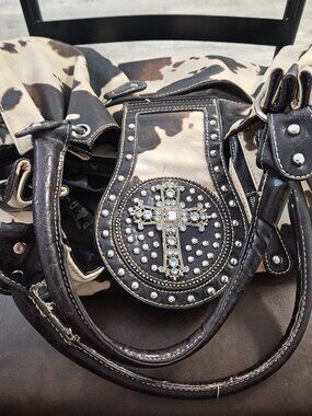 P and G Western Cowprint Hand Bag